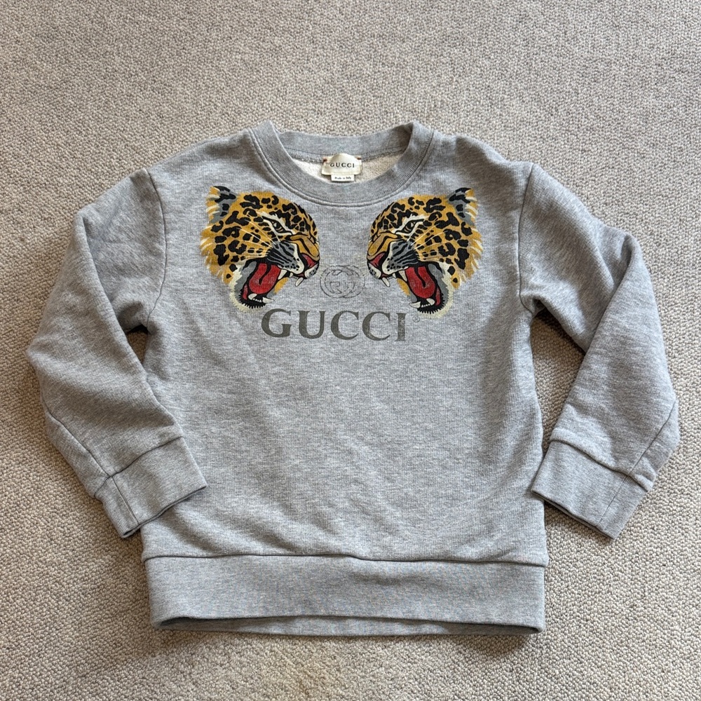 Gucci Gray Sweatshirt with Leopard Heads